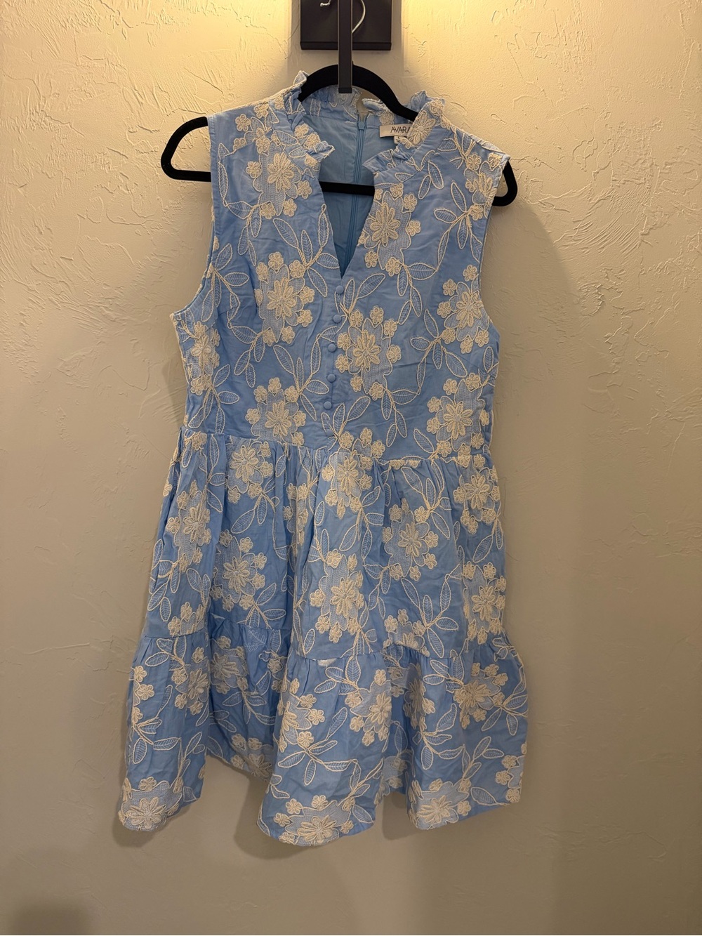 Avara Blue Floral Lace Overlay Dress